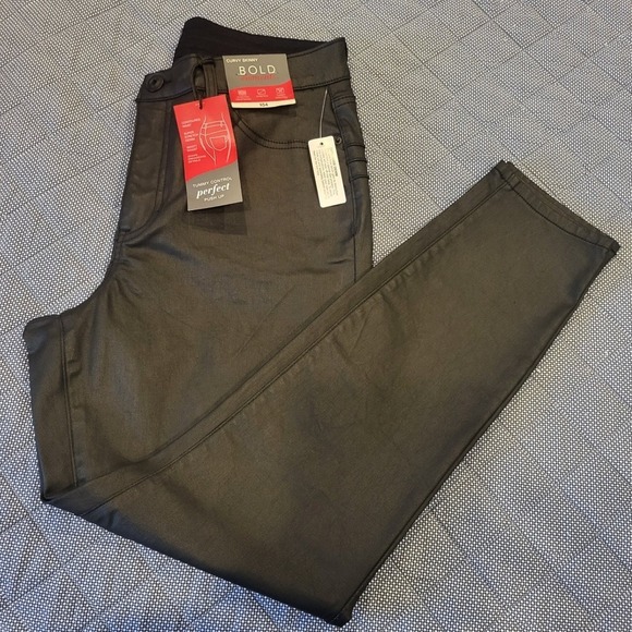 BOLD elements Pants - BOLD Elements Curvy Skinny Black Faux Leather Pants Tummy Control 011Size 14